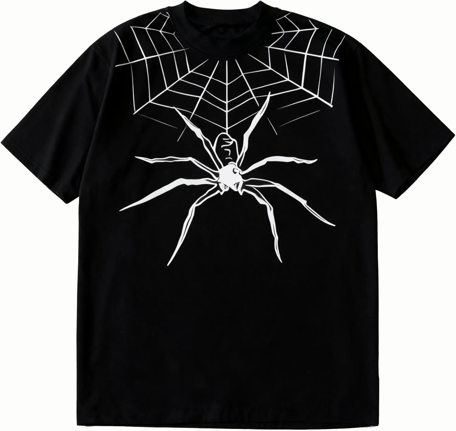 

Мужская черная футболка с коротким рукавом, принт паутина и паук, круглый вырез CBNLTHGSB