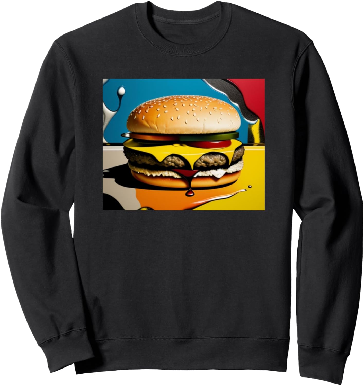 

Яркая толстовка с изображением чизбургера для любителей фастфуда Cheeseburger - Food Men Women Kids Boys Girls Gift, черный