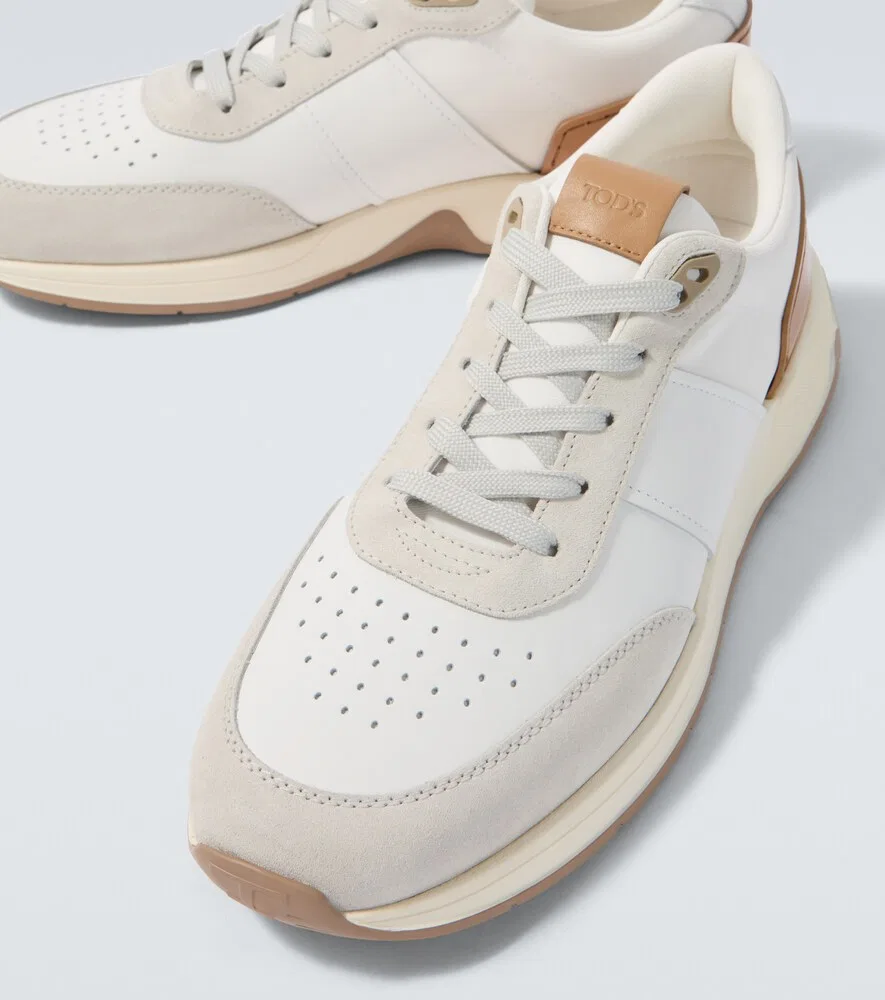 Кроссовки с кожаной и замшевой отделкой Tod's, белый — фото 3