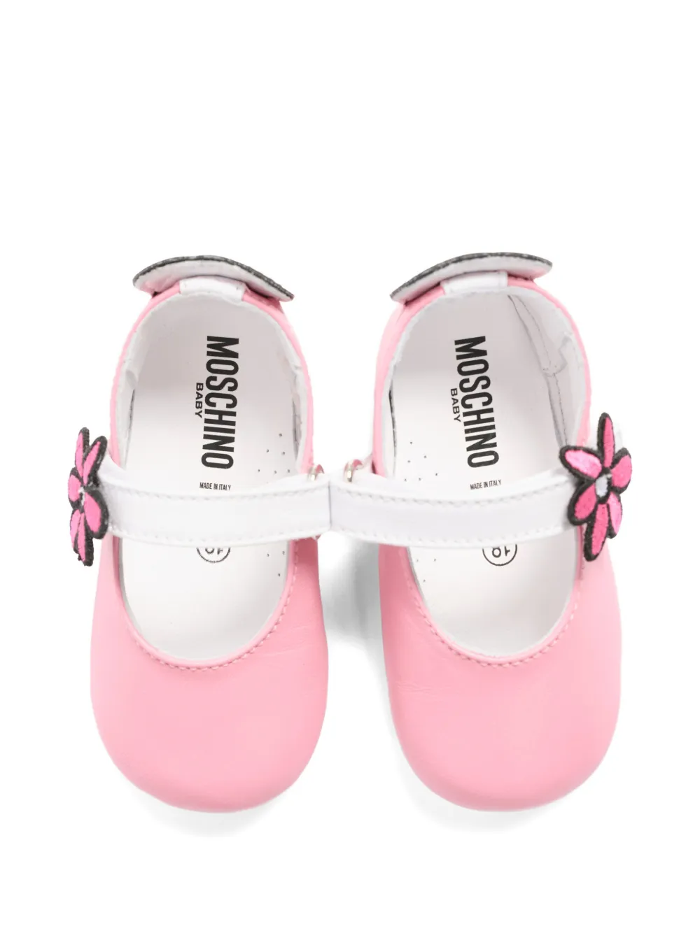 Туфли для первых шагов с цветочным декором Moschino Kids, розовый — фото 4