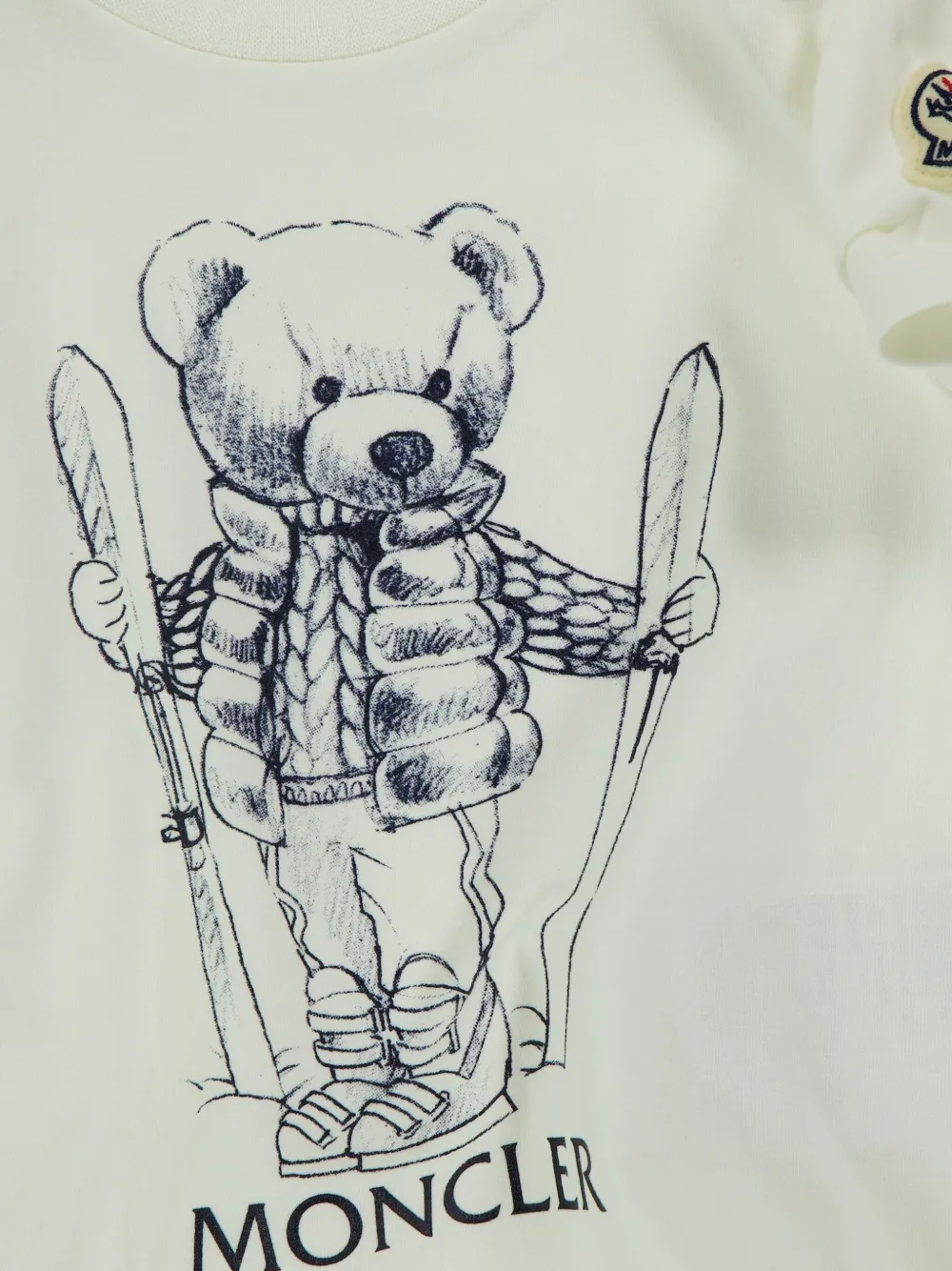 Футболка с изображением медведя Moncler Enfant, белый — фото 3