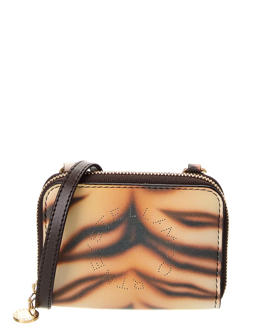 

Stella McCartney Кожаный кошелек с перфорированным логотипом на молнии, белый