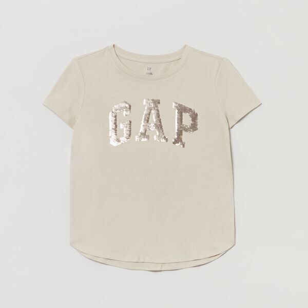 

Футболка с логотипом из двусторонних пайеток Gap, экрю