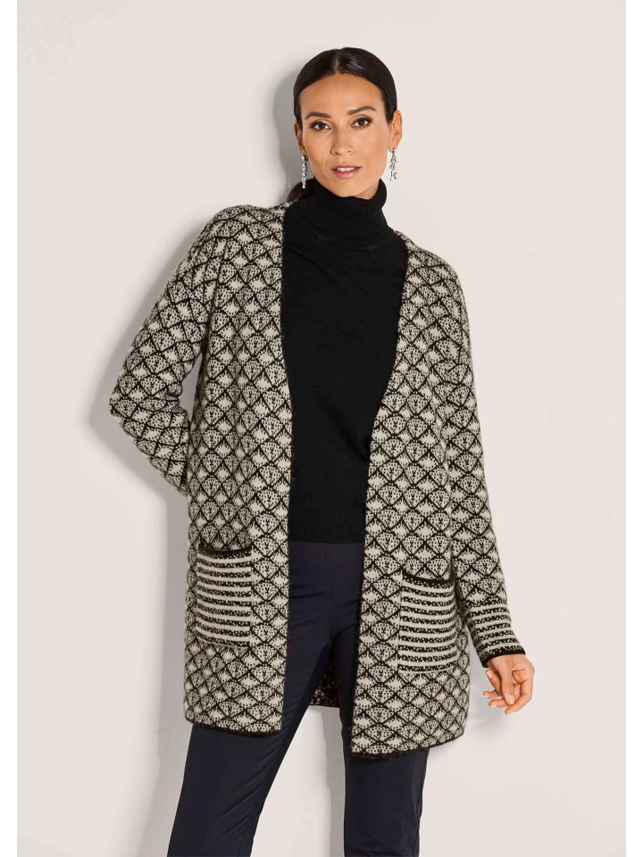

MADELEINE Осенний кардиган с графическим узором в карамельно-черной цветовой гамме