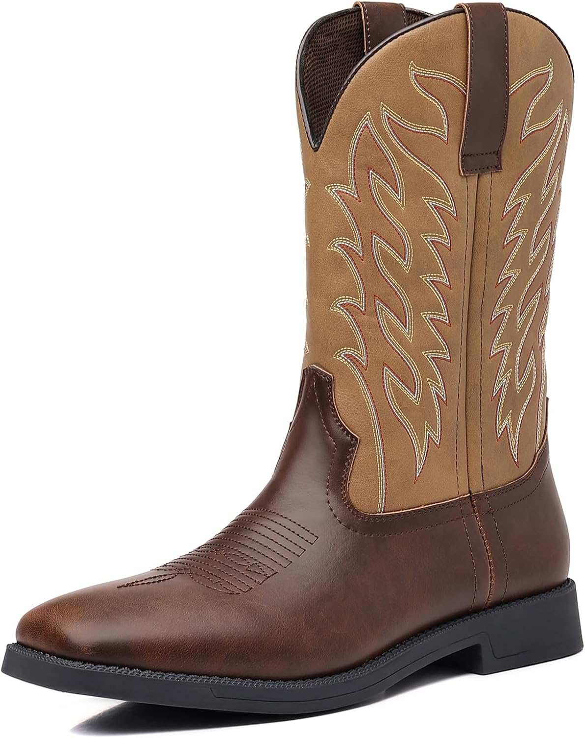 

Мужские ковбойские сапоги в стиле вестерн из искусственной кожи с заплатками и принтом для верховой езды Generic, кофейный