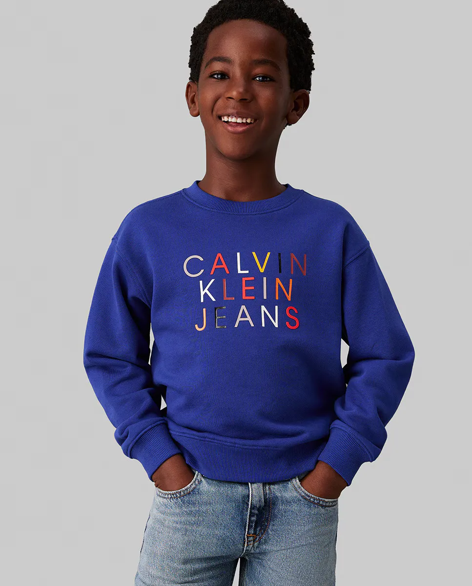 

Толстовка с разноцветным логотипом для мальчика Calvin Klein, синий