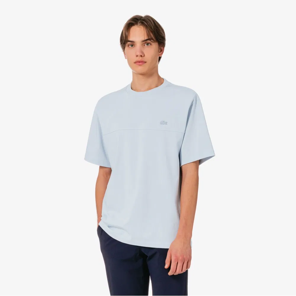 Мужская футболка Lacoste с коротким рукавом, тканая, с разрезами, светло-лавандовая — фото 4