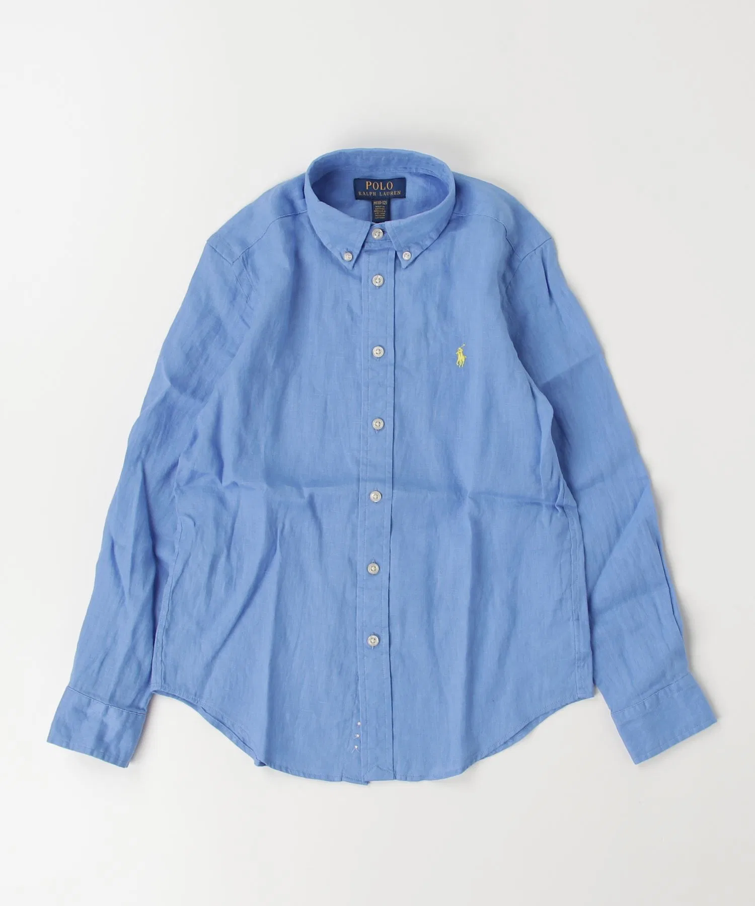 Детская льняная рубашка POLO RALPH LAUREN синяя — фото 3