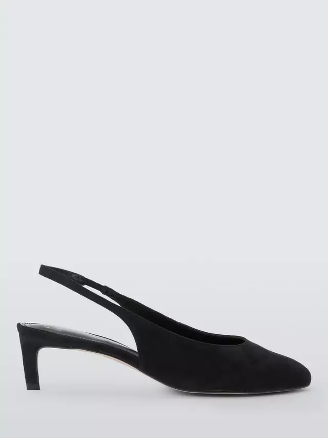 

Туфли-лодочки John Lewis Arya Suede Almond Toe Slingback, черный