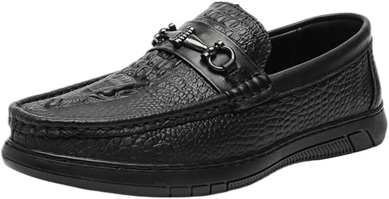 Лоферы кожаные Casual Mens Loafers Slip On Leather Breathable Comfortable Loafers for Party Business Casual Dress Shoes, черный HBNCFTI