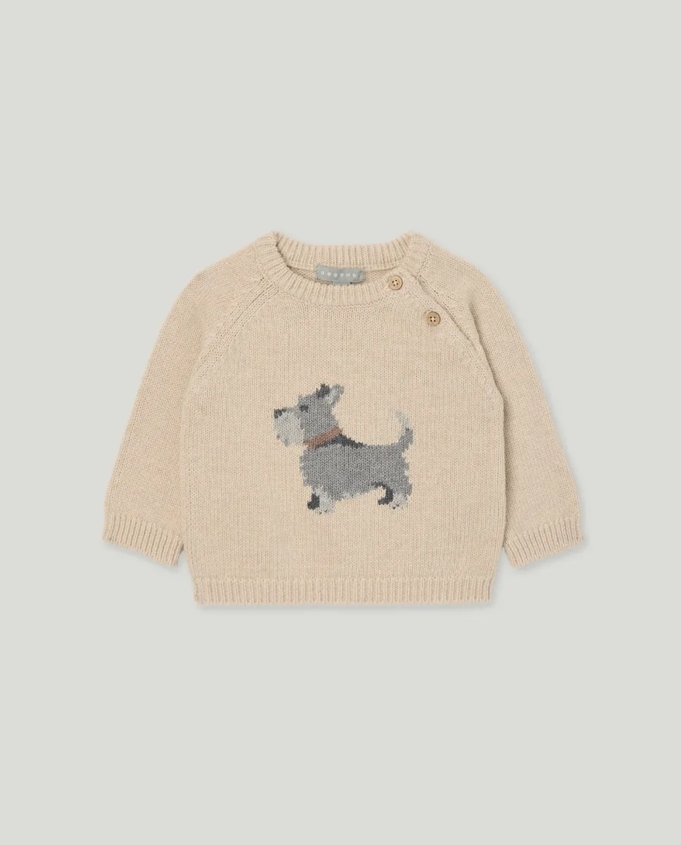 

Свитер с круглым вырезом с интарсией в виде шотландского терьера для малыша Coconut El Corte Inglés, бежевый