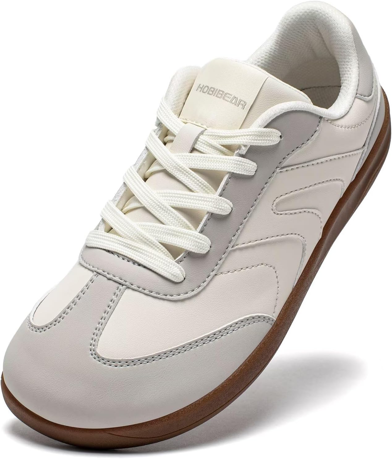 

HOBIBEAR Босоножки с нулевым перепадом и широкой кожаной подошвой, модные кроссовки для женщин и мужчин, серый