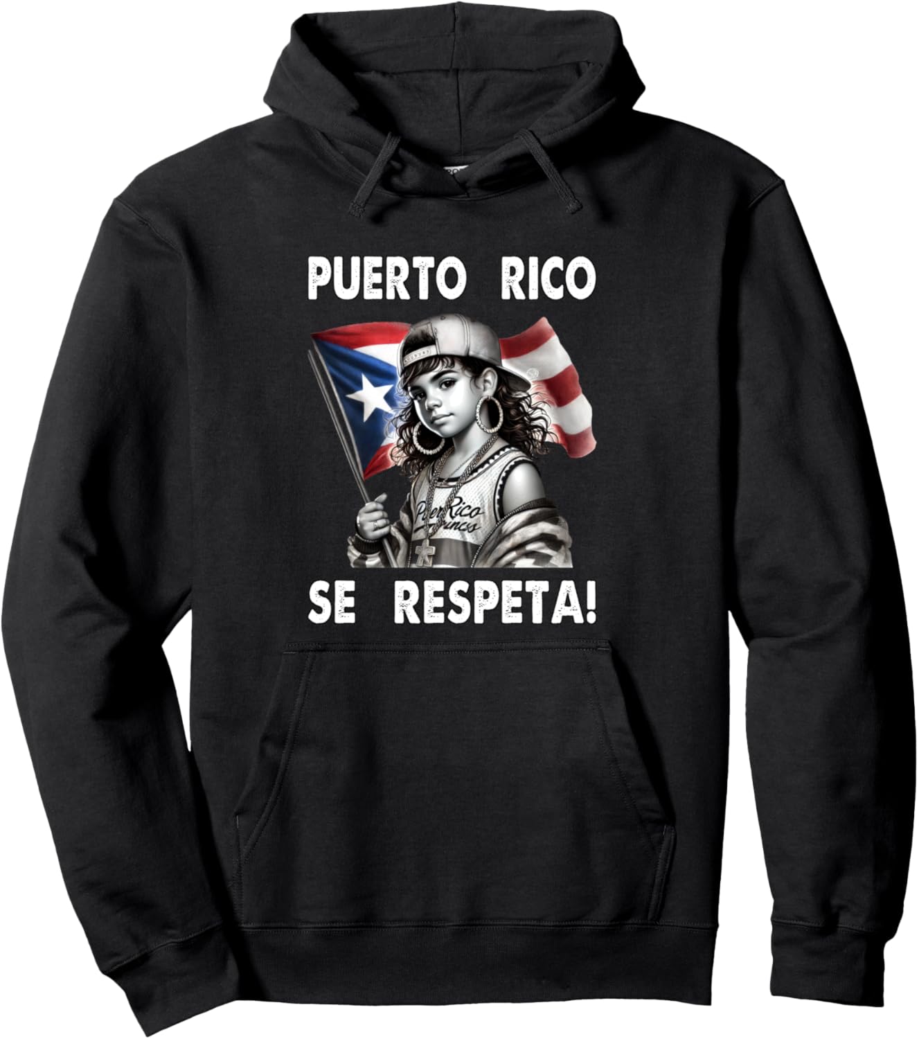 

Пуэрто-Рико Se Respeta Boricua Флаг Девушка Протест Арт Толстовка Puerto Rico Se Respeta Collection, More Here, черный