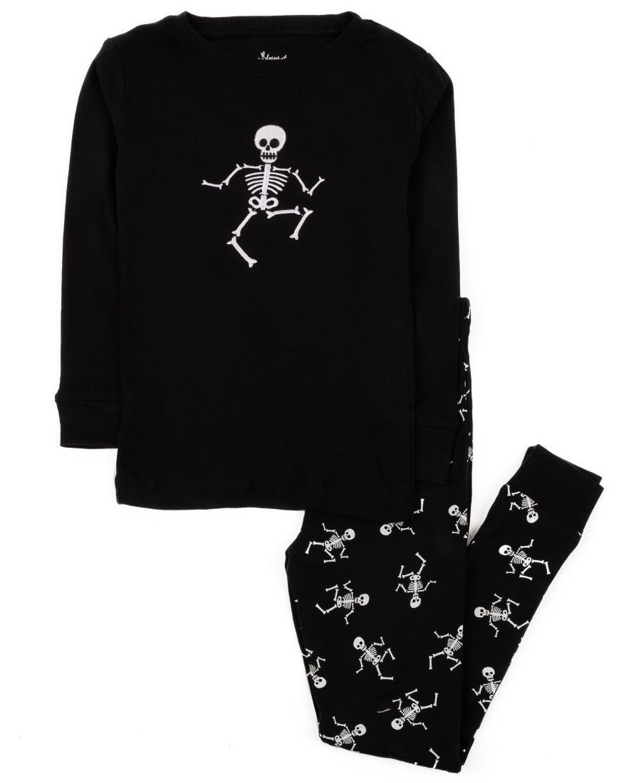 

Детская хлопковая пижама из двух частей на Хэллоуин Leveret, Skeleton black