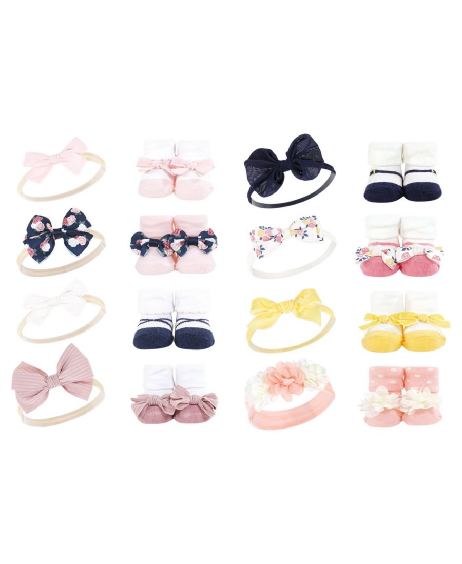 

Набор из 16 предметов: повязка на голову и носки, нежно-розовый цветочный узор Hudson Baby, Blue blush floral pink yellow