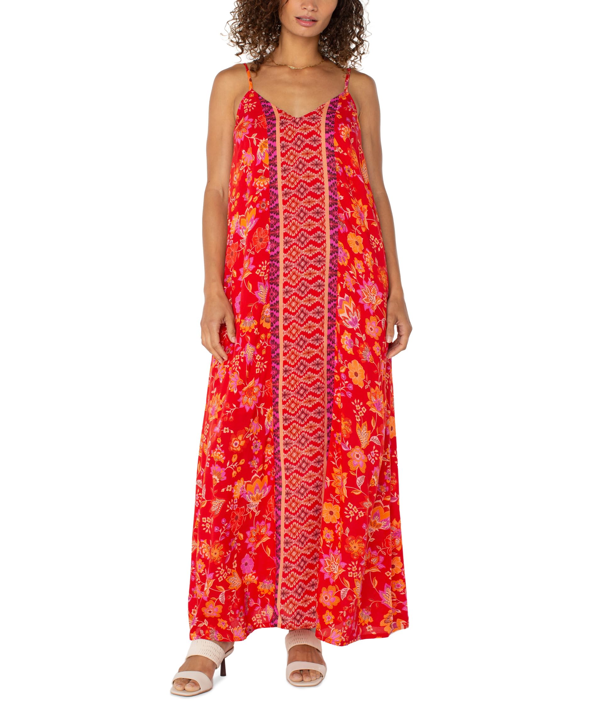 

Платье Liverpool Los Angeles Spaghetti Strap Woven Maxi Dress, Red Orange Floral