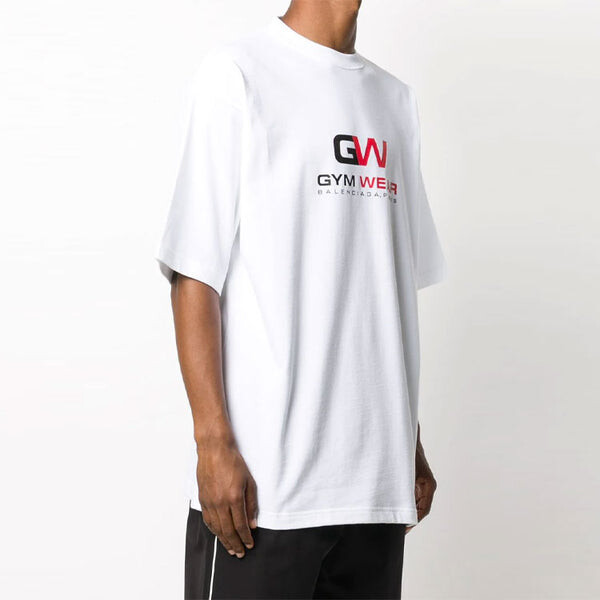 Футболка gym wear loose short sleeve white Balenciaga, белый — фото 3