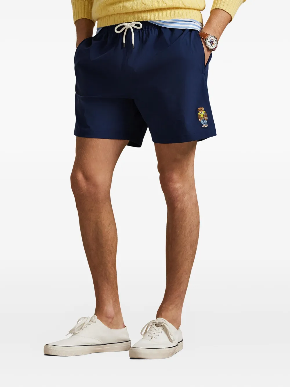 Плавки-шорты с кулиской и вышивкой Polo Ralph Lauren, синий — фото 3