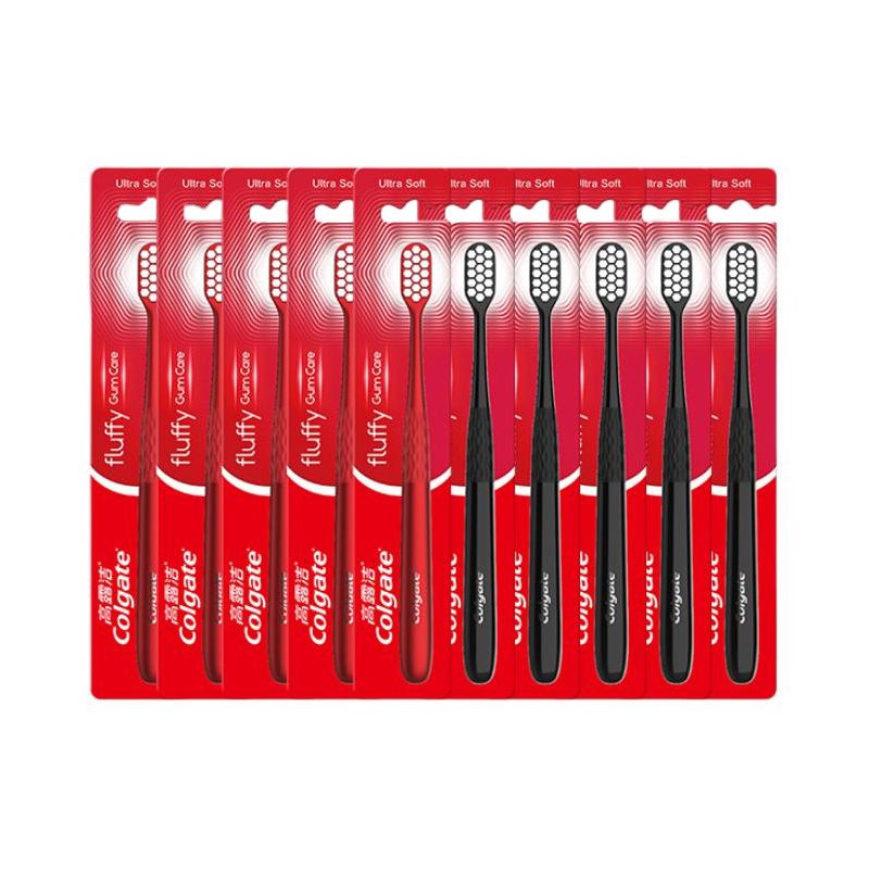 

Мягкая зубная щетка для чистки с защитой десен Fleece Like Gum Protection Soft Fleece COLGATE, ten-piece set: toothbrush # красный *5+toothbrush # черный *5