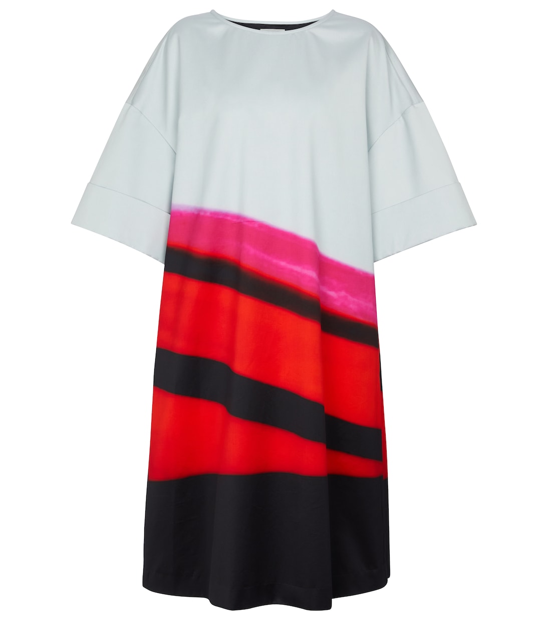 

Платье миди из атласа в полоску Dries Van Noten, красный