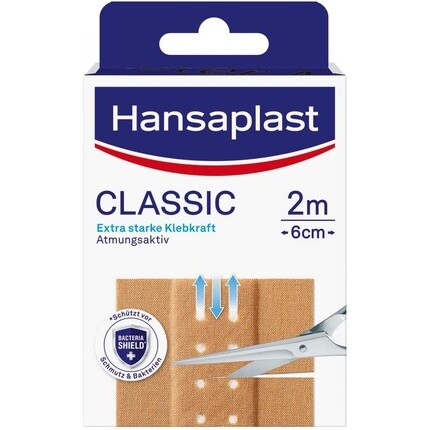 

Штукатурка Hansaplast Classic 2м x 6см с особо прочным клеем и защитой от бактерий