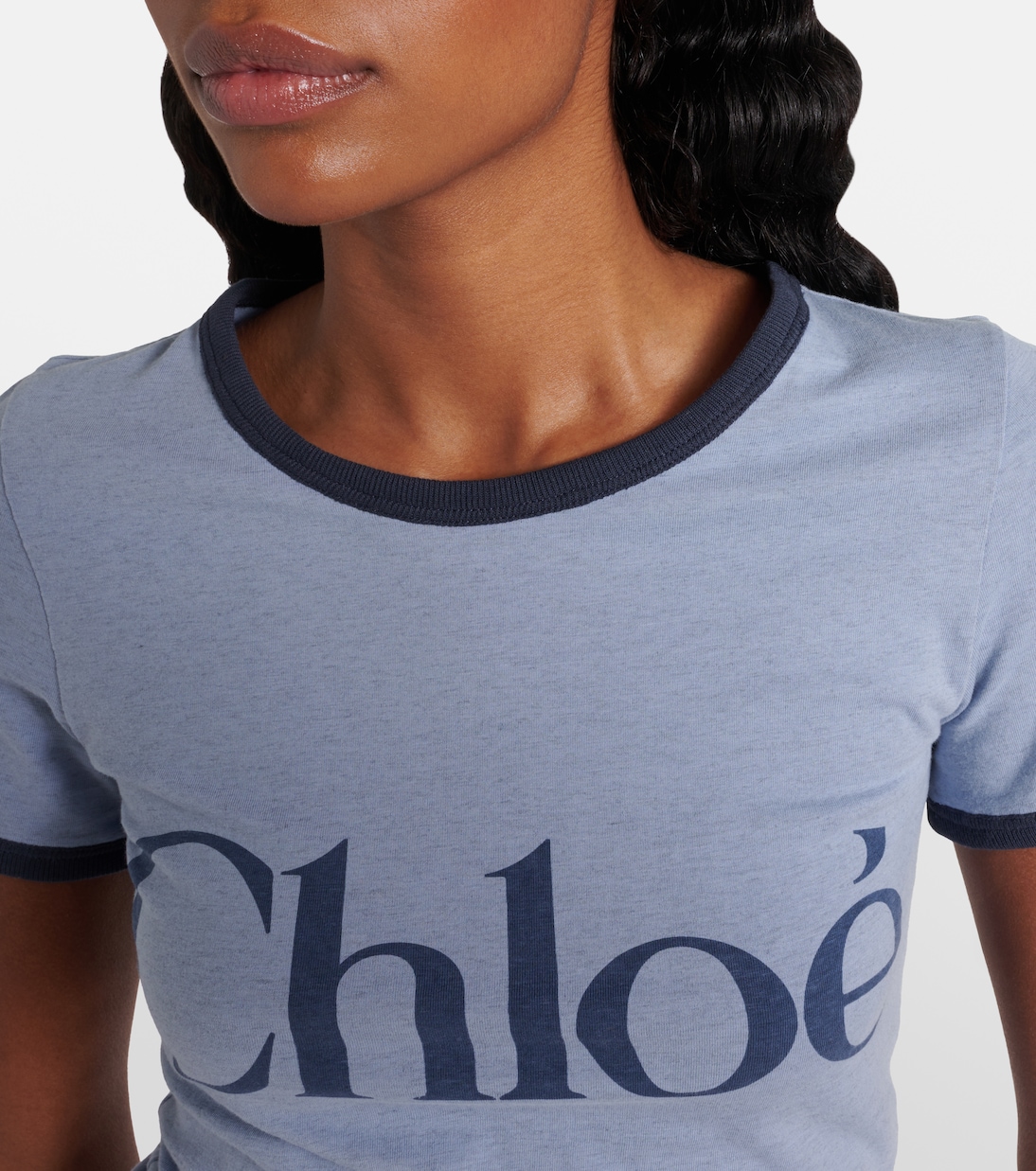 Футболка из хлопкового джерси с логотипом Chloé, Blue - Green 1 — фото 4