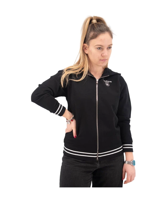 

Толстовка на молнии из органического хлопка с мини логотипом Balmain, черный