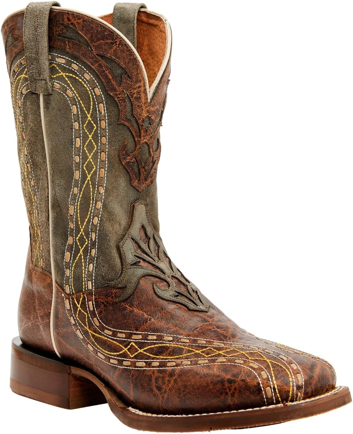 

Мужские западные сапоги Dan Post с вышивкой и вставкой, широким квадратным носком - Dp80153, Tan