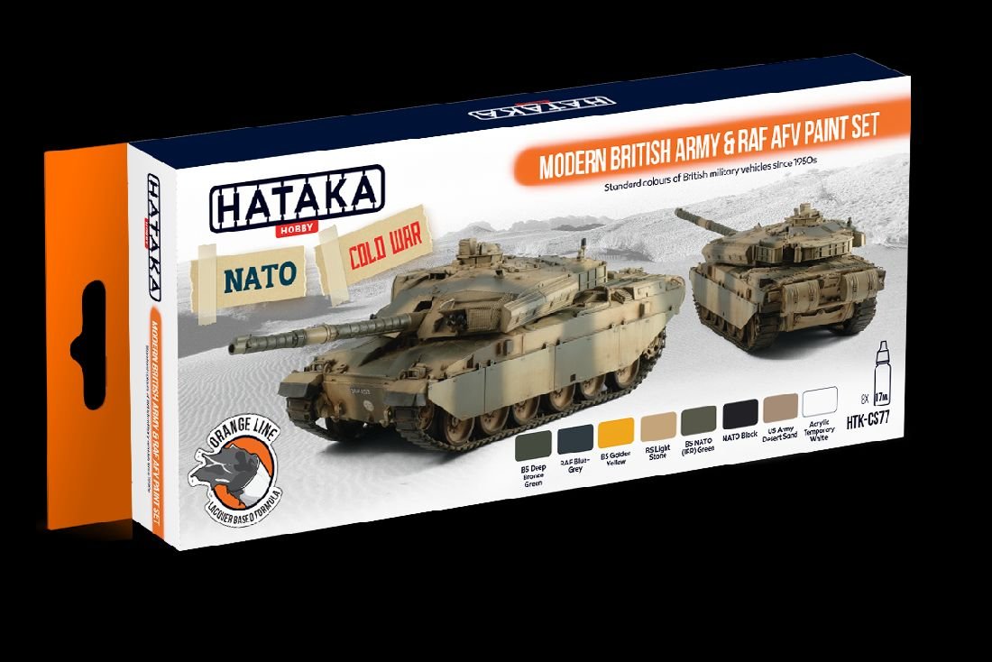 

Hataka Hobby, набор красок для моделирования, Orange Line, HTK-CS77 Набор красок Modern British Army & RAF AFV, 8 x 17 мл