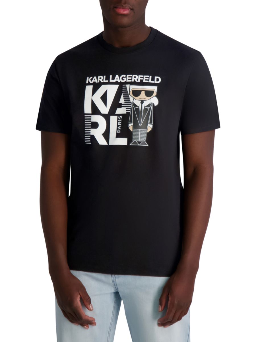 

Футболка с принтом Kocktail из хлопка Karl Lagerfeld Paris, черный