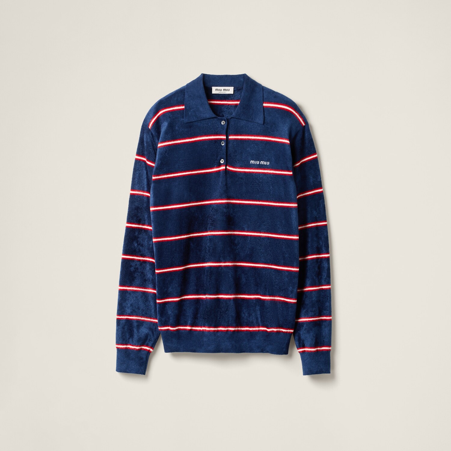 

Поло из вискозы в полоску MIU MIU, синий