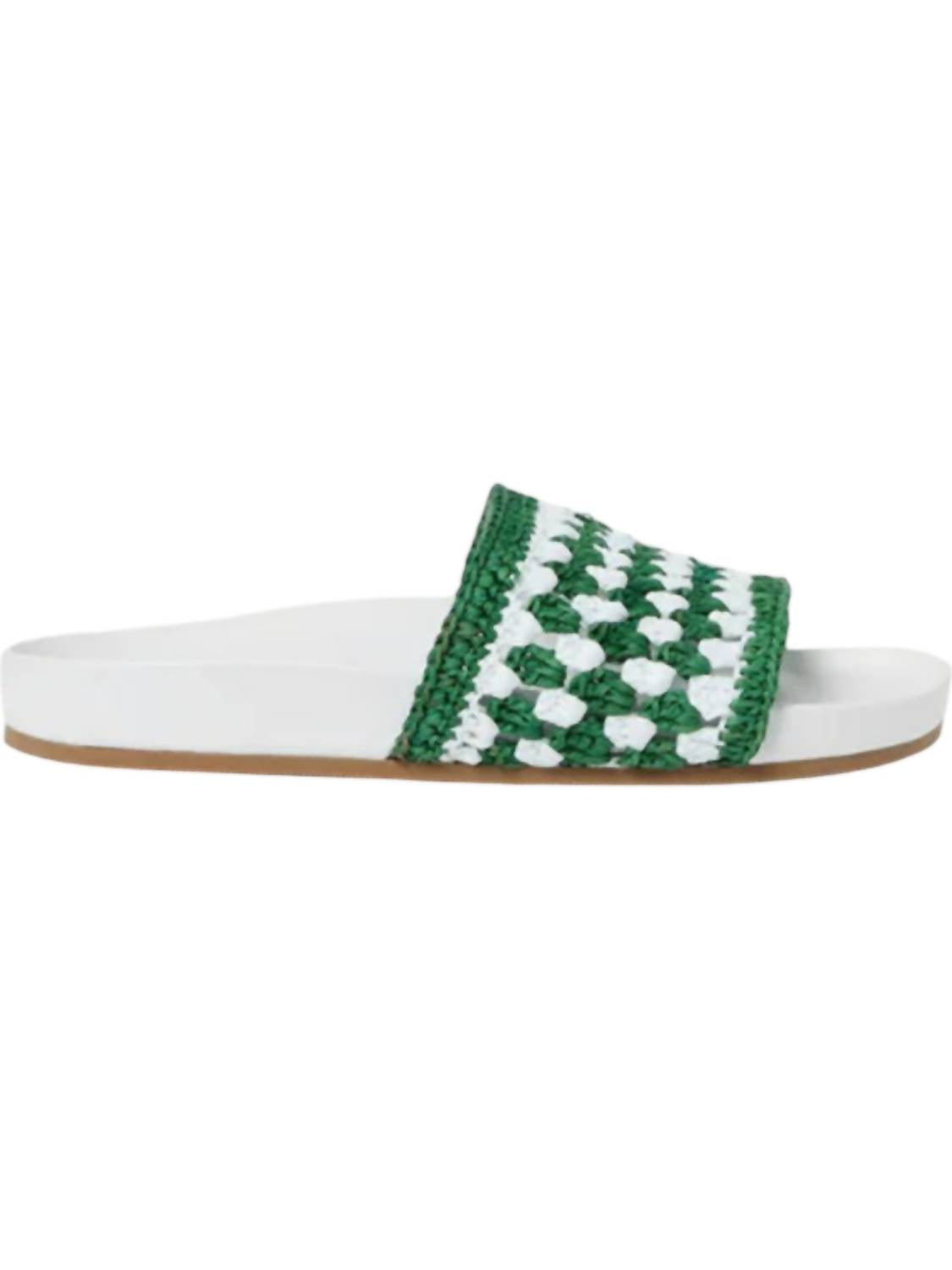 Женские сандалии Henri Crochet Raffia Band Footbed Sandal в белом/зеленом цвете Loeffler Randall — фото 2