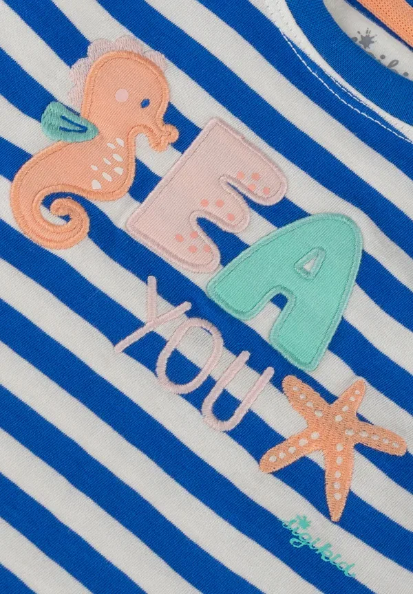 Футболка Sigikid sea you print t-shirt, бело-голубая полоска — фото 3