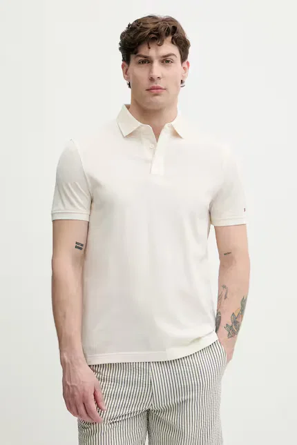Футболка поло хлопок модель Polo Tommy Hilfiger, бежевый