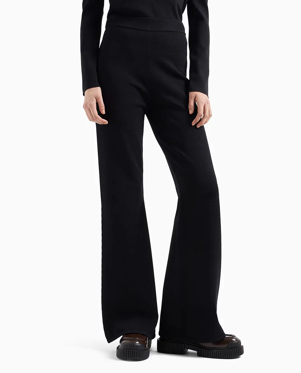 

Женские расклешенные трикотажные брюки Armani Exchange, черный