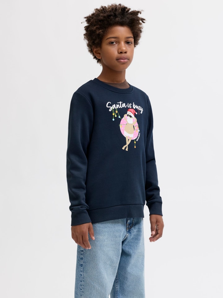Толстовка JJCHRISTMAS Sweat с круглым вырезом JNR в цвете небесный капитан JACK & JONES Junior — фото 2