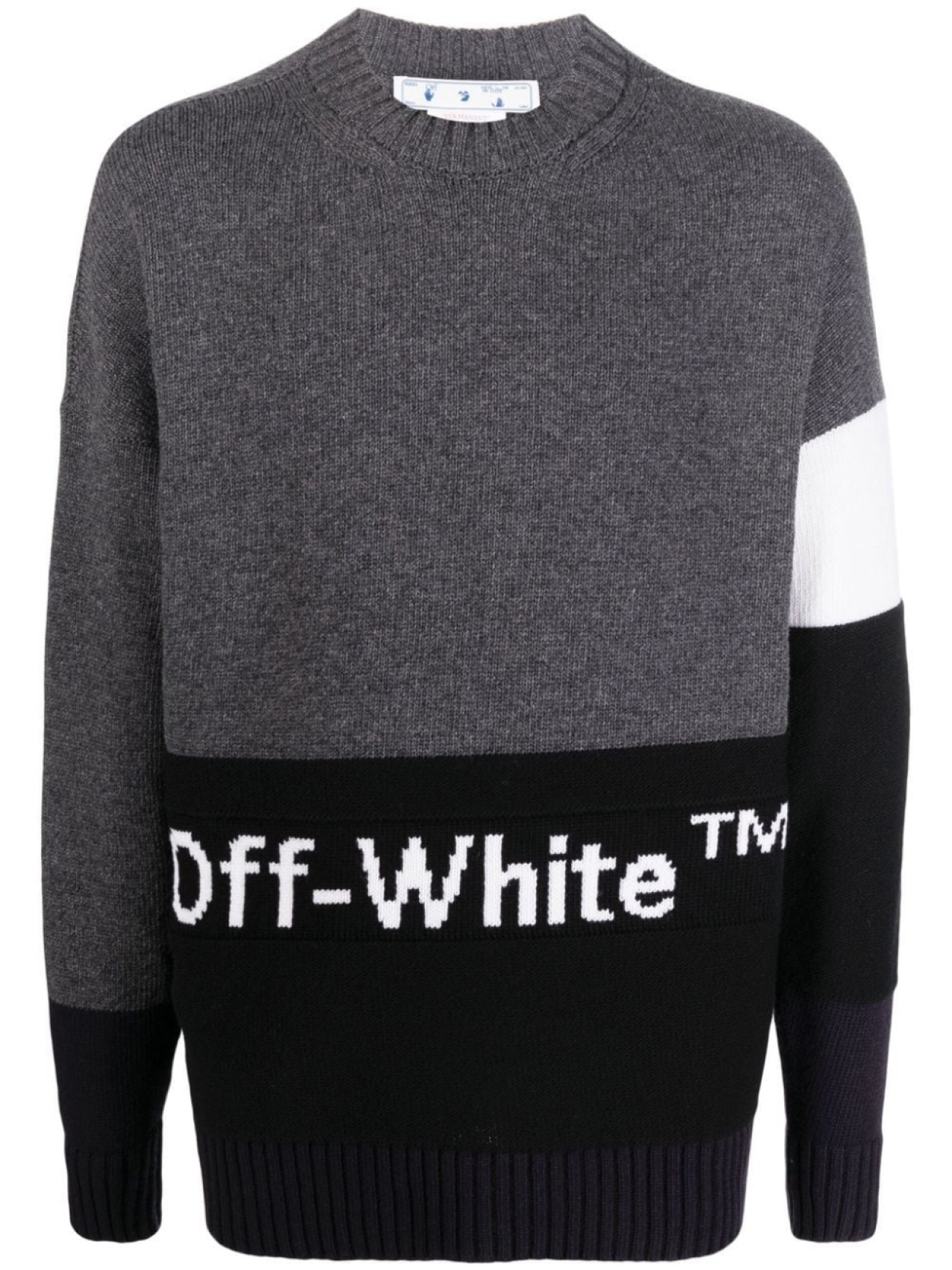 

Джемпер вязки интарсия с логотипом Off-White, серый