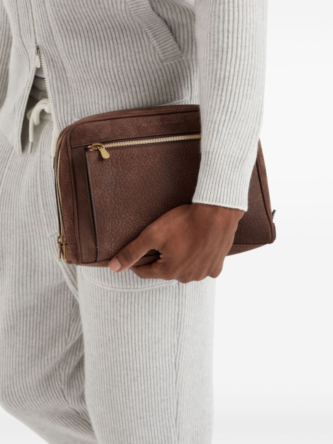 

Brunello Cucinelli несессер с логотипом, коричневый