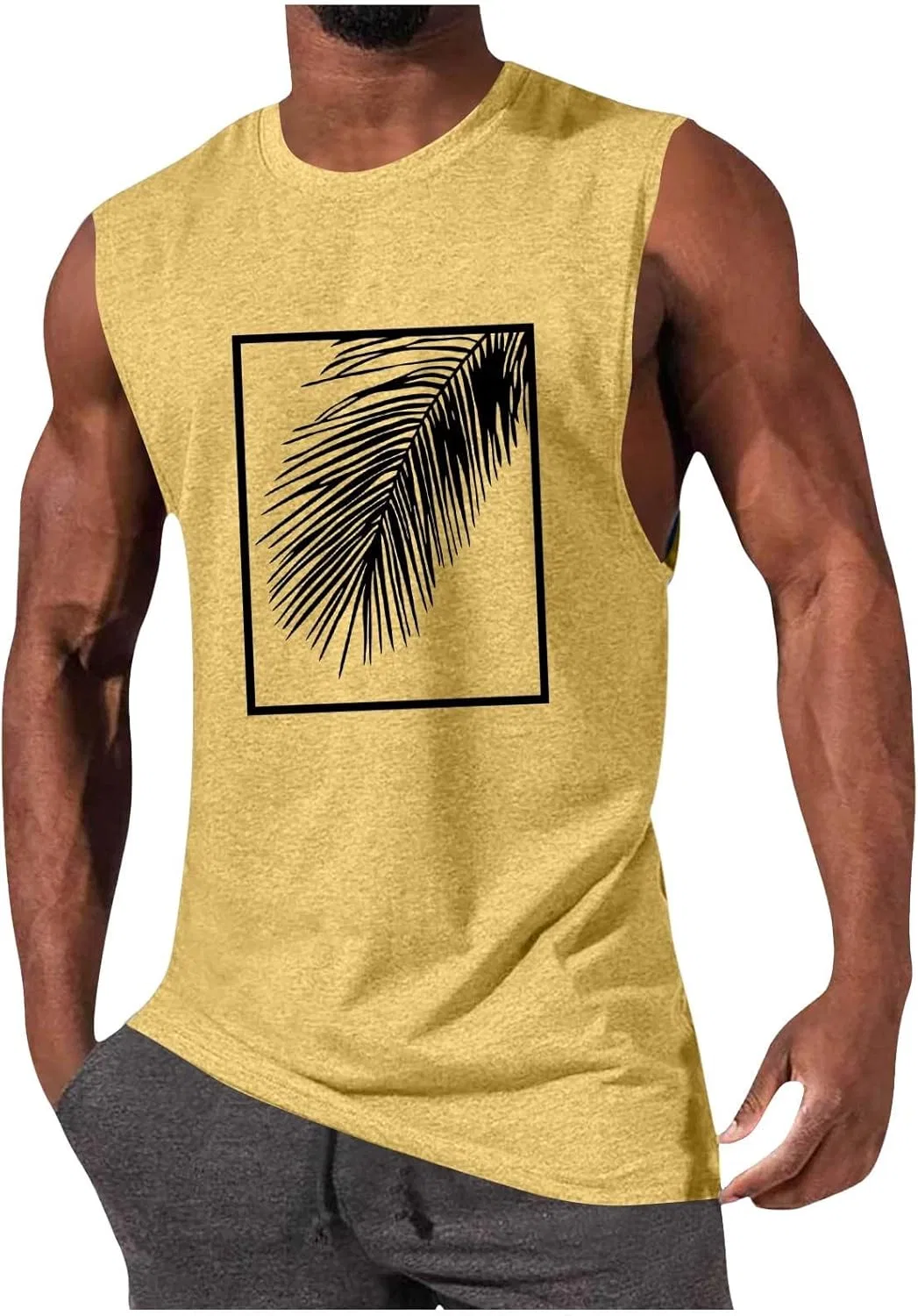 Мужской топ-безрукавка Casual Hawaiian, хлопок, 2-yellow