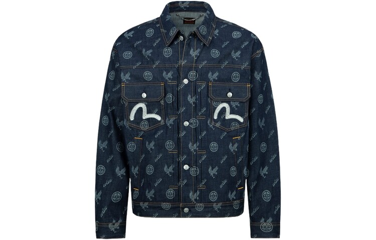 

Джинсовая куртка мужская джинсовая синяя Evisu, синий