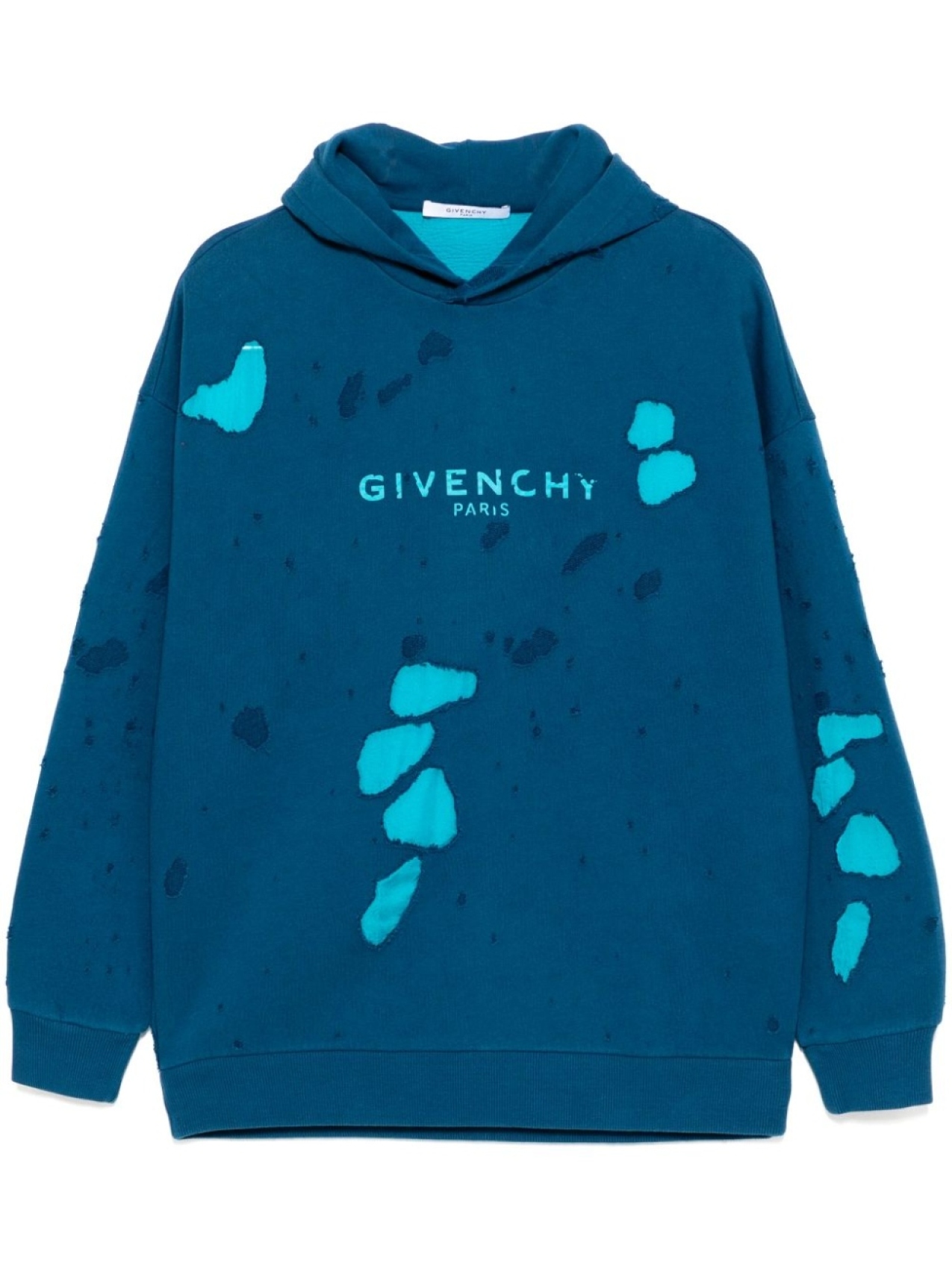 

Givenchy худи с эффектом потертости и логотипом, синий