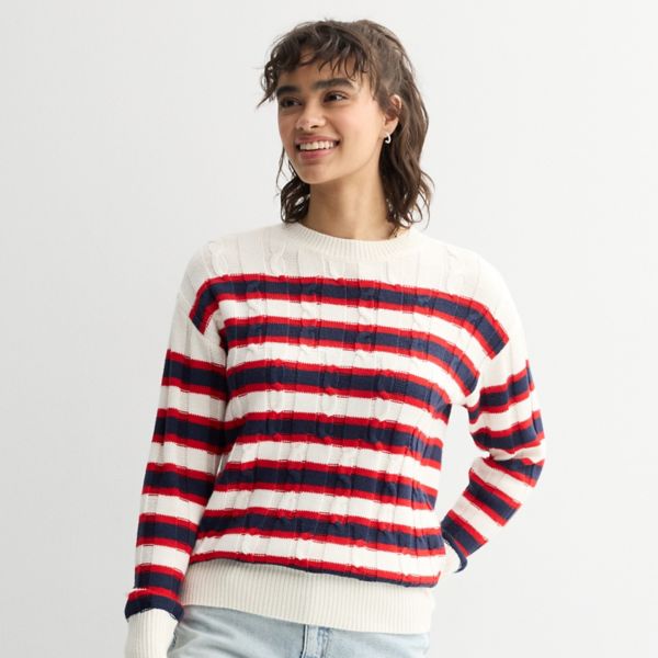 

Свитер-туника с косами для юниоров So, цвет cream varsity stripe