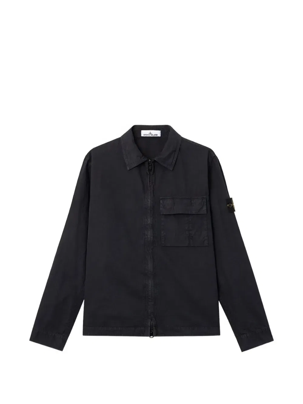 Рубашка-накидка с нашивкой и откидным карманом на молнии Stone Island, черный