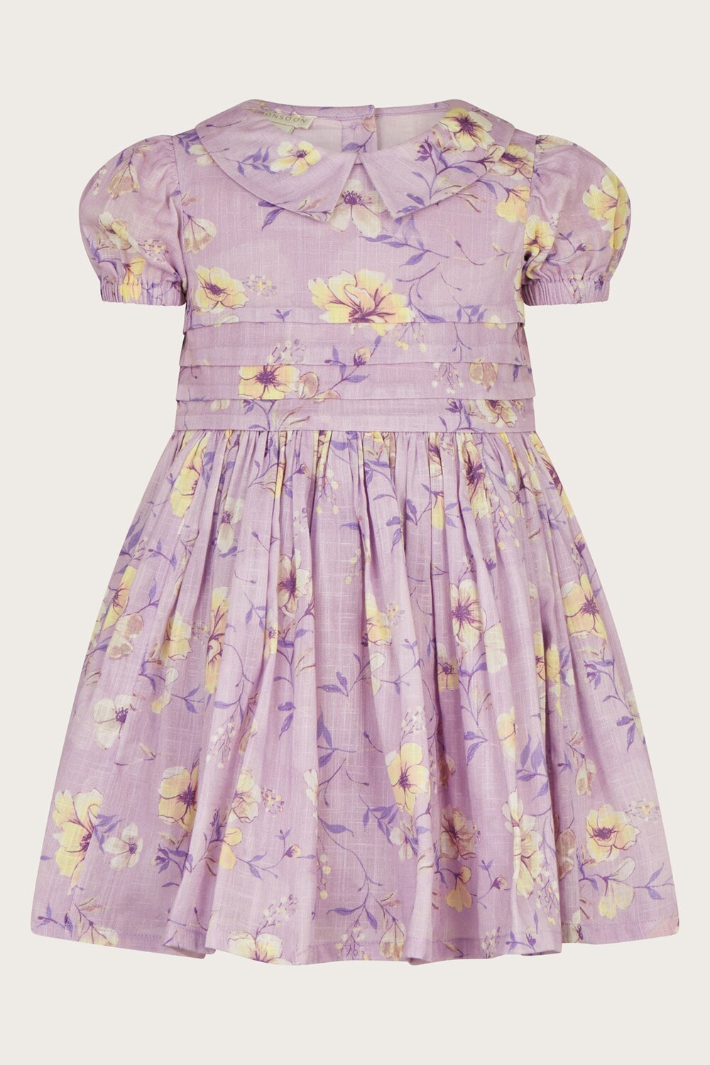 

Детское платье с цветочным принтом и защипами Monsoon, фиолетовый