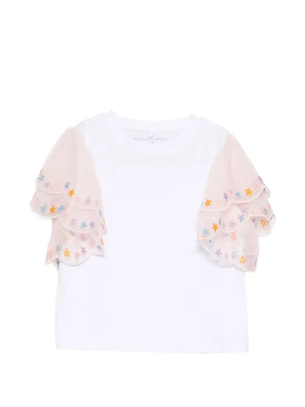 Футболка с круглым вырезом и рукавами с оборками Stella Mccartney Kids, белый