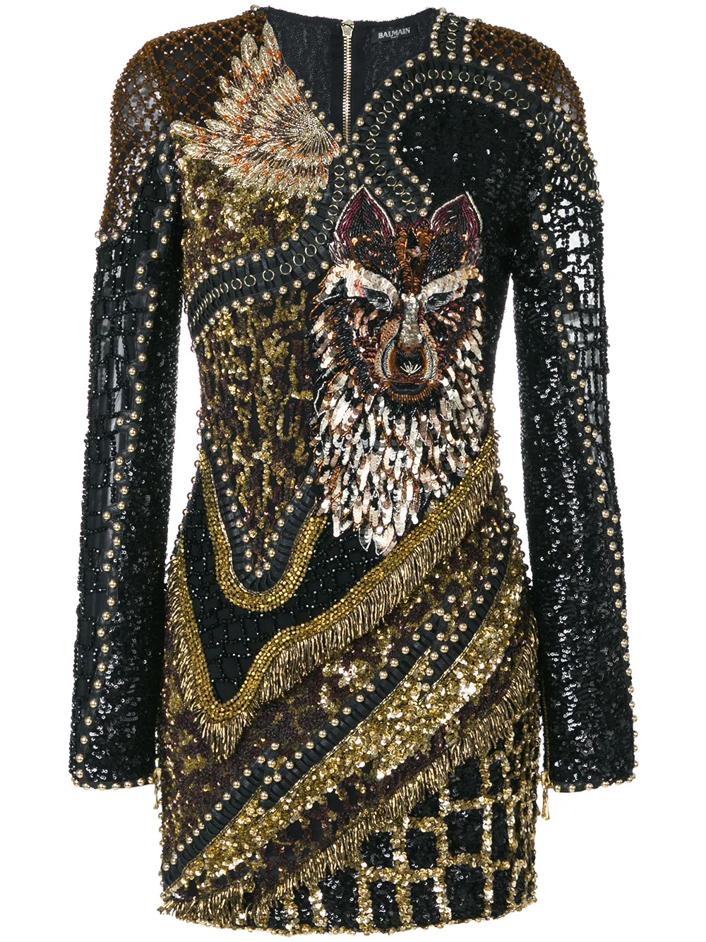 

Декорированное платье 'Wolf' BALMAIN, черный