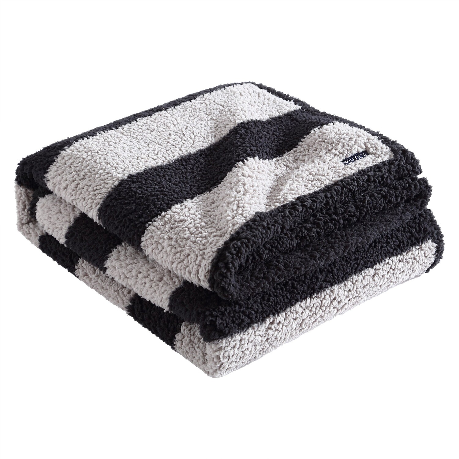

Плед из искусственной овчины в серую полоску Nautica Lawndale, цвет Dredge Grey Heather