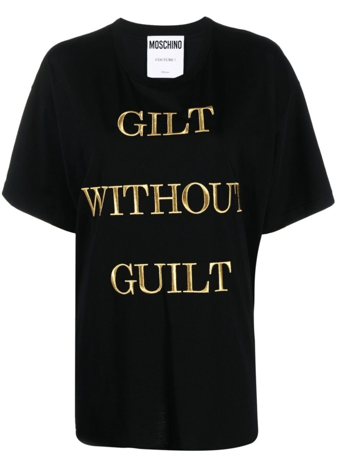 

Moschino футболка Gilt Without Guilt с вышивкой, черный