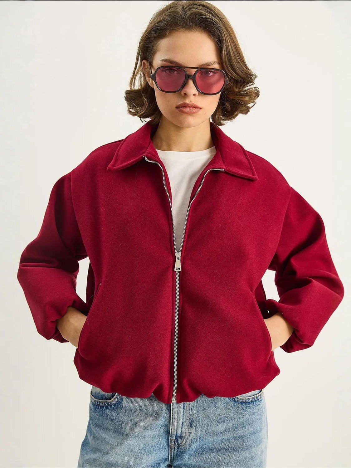 

Bianco Lucci Куртка для межсезонья в вишнево-красном цвете