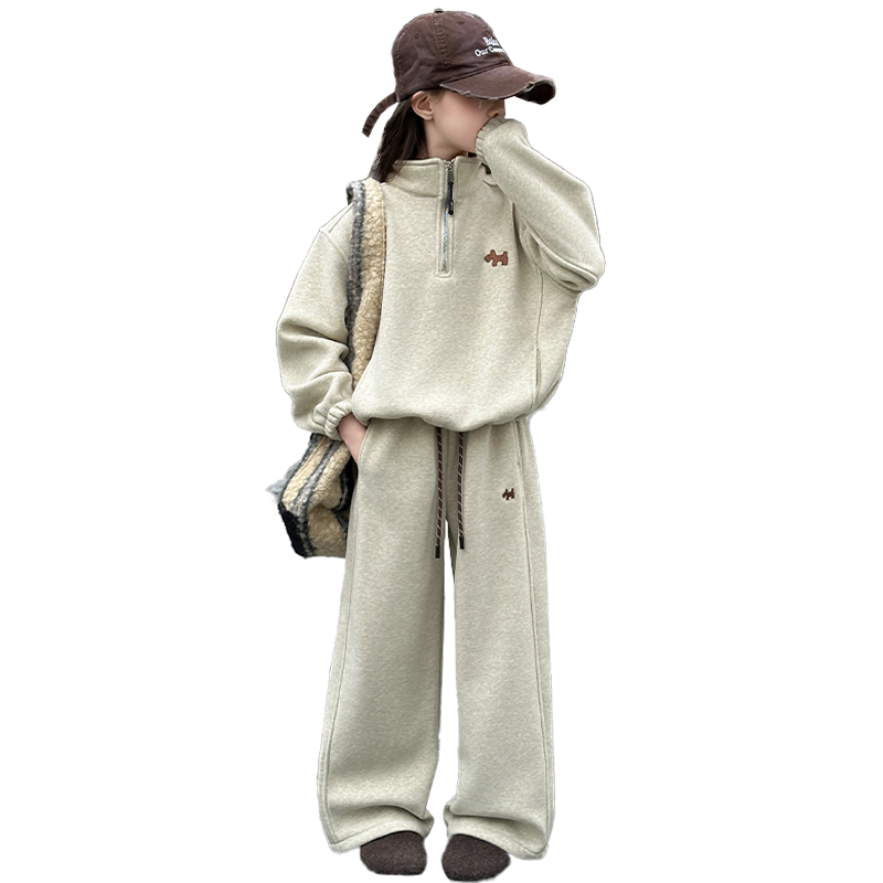 

Повседневная спортивная одежда осень зима подростки Disney, Apricot Fleece-Lined